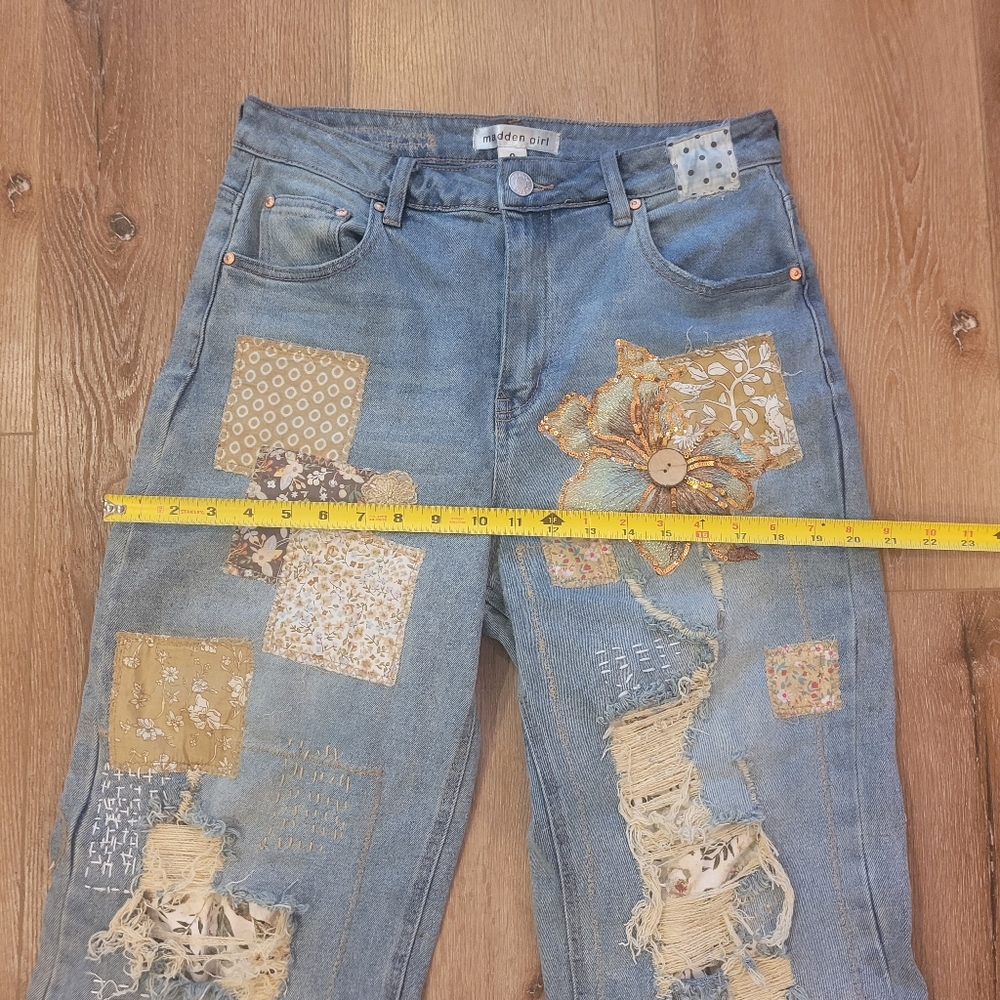 Custom And Handcrafted Patchwork Wide-Leg Jeans S… - image 8